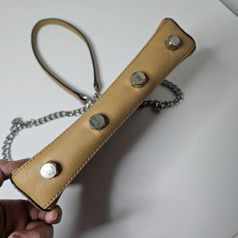 Rebecca Minkoff Brown Leather Avery Crossbody Bag Tan Zipper Pocket